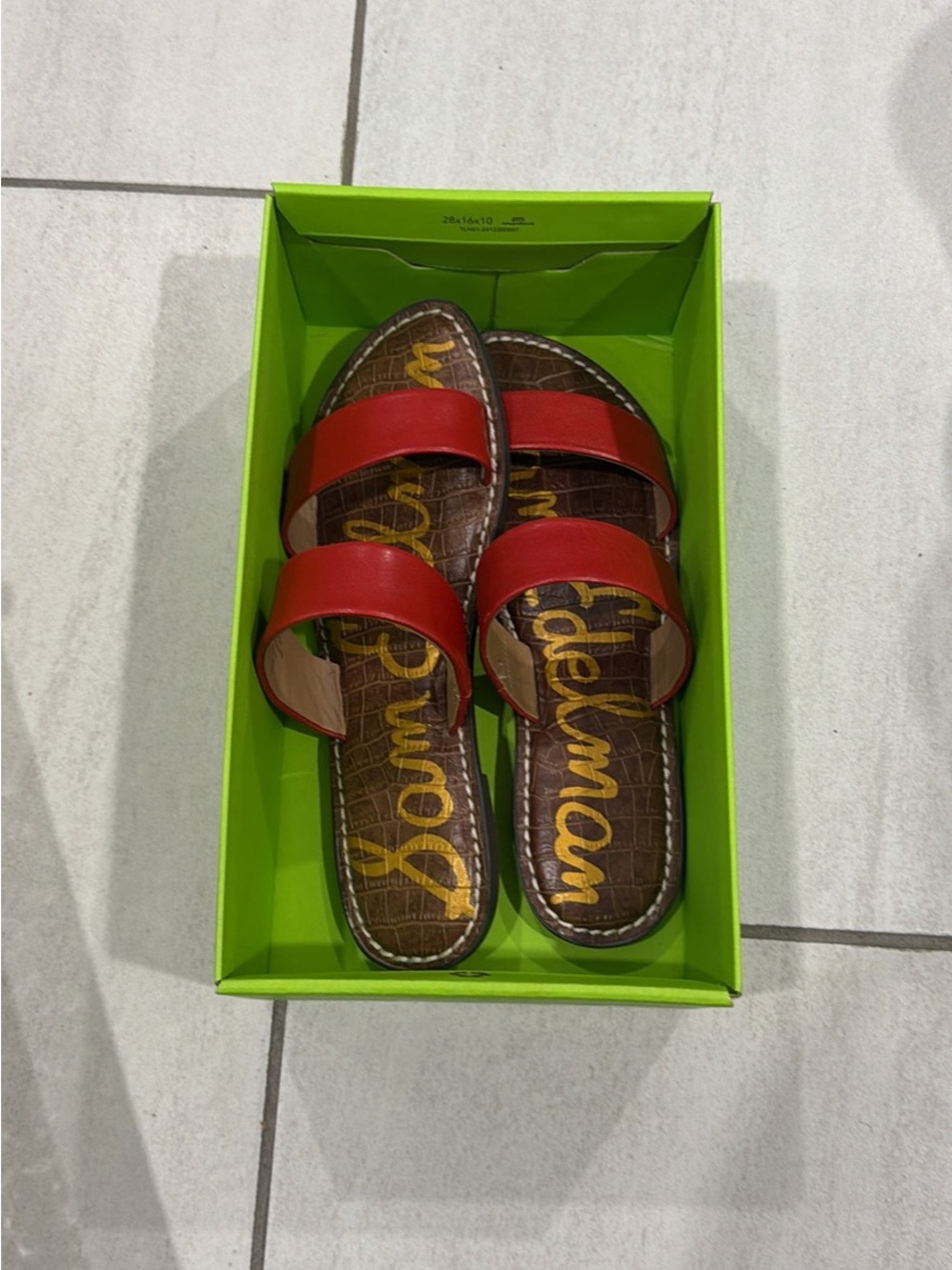 Sam Edelman Red Double Band Slide Sandals